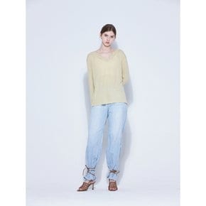 Pleated Denim Pants_Light blue