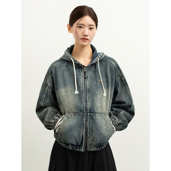 2WAY 세미 크롭 페이디드 후드 집업_데님 더스트 인디고