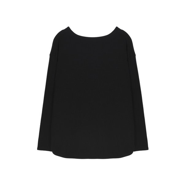 V-NECK WARM LAYERED LONG SLEEVE TSHIRT_BLACK