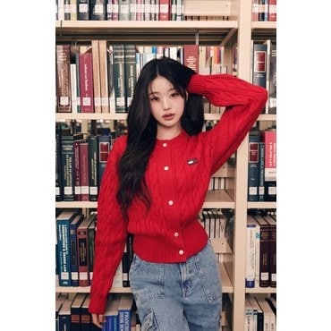 타미진스 [장원영PICK] 여성 케이블 배지 가디건 T32F6KCD10TWT2 TOMMY JEANS