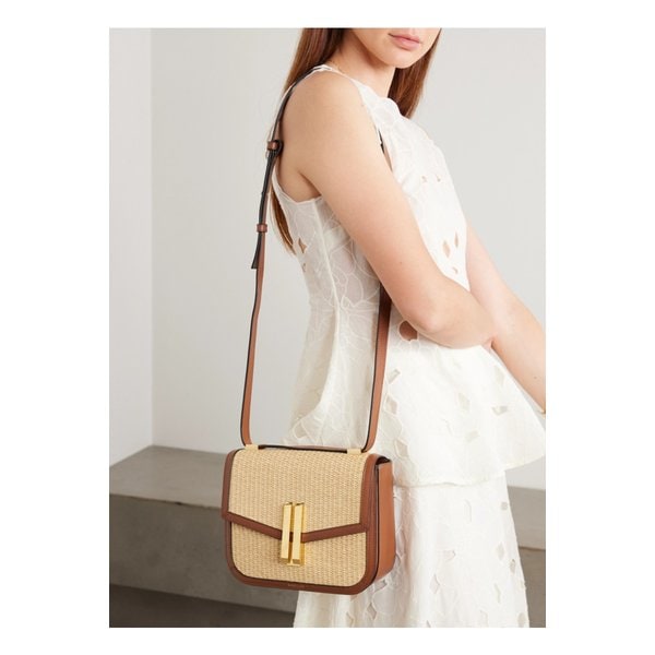 드멜리어 밴쿠버 가죽 트리밍 라피아 숄더 백 베이지 1647597357778874