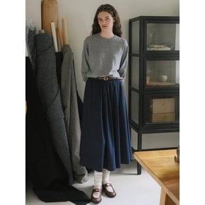 U Shirring Long Skirt_Navy