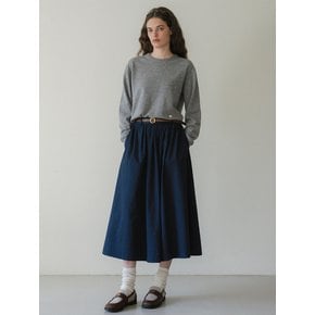 U Shirring Long Skirt_Navy