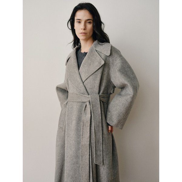 RTF CAMEL SILK DOUBLE LONG COAT  [HAND MADE]_GREY