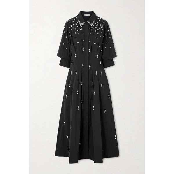 심카이 재즈 크리스탈 진주 장식 코튼 블렌드 포플린 셔츠 원피스 46376663162946692
