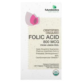 [해외직구] 퓨처바이오틱스 엽산 폴릭엑시드 레몬껍질추출 800mcg 120베지정 FutureBiotics Folic Acid From Lemon Peel 800 mcg 120 Vegetaria