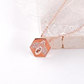 925Silver 꿀벌 큐빅 목걸이 OPQUN5142 (S8024408)