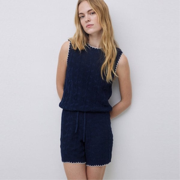 Organic Contrast Detail Top NAVY