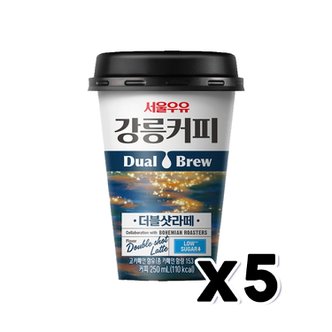  서울우유 강릉커피 더블샷라떼 컵커피 250ml x 5개