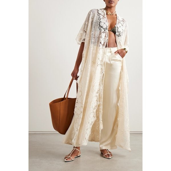 미겔리나 아렐리스 코튼 기퓌르 레이스 카프탄 오프 화이트 1647597326855210