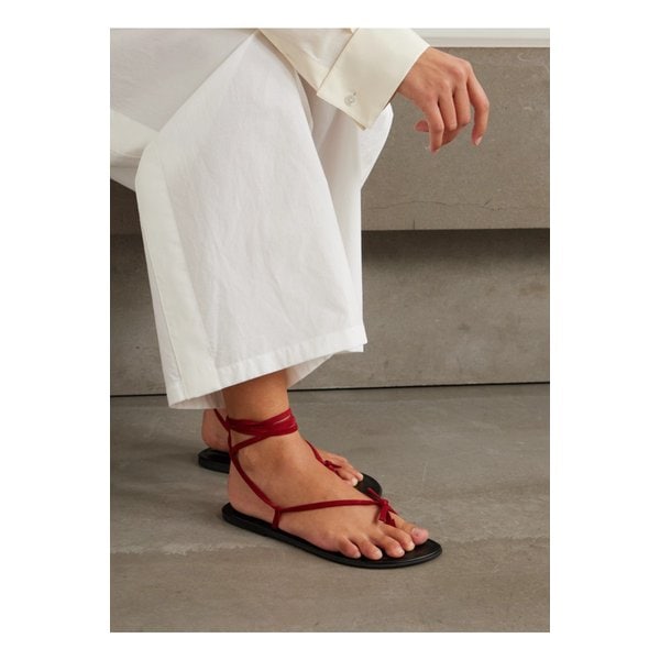 레드 스웨이드 타이 샌들 1647597335470036
