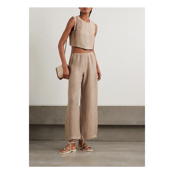 리셋 스텔라 크롭 시퀸 장식 리넨 혼방 거즈 베스트 샌드 1647597360163570