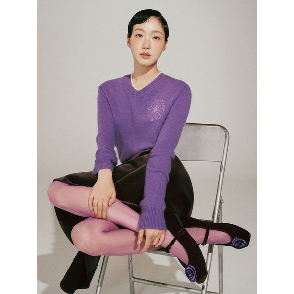 [단독]MARYJANE FLAT ROSE VELVET_CACAO PURPLE