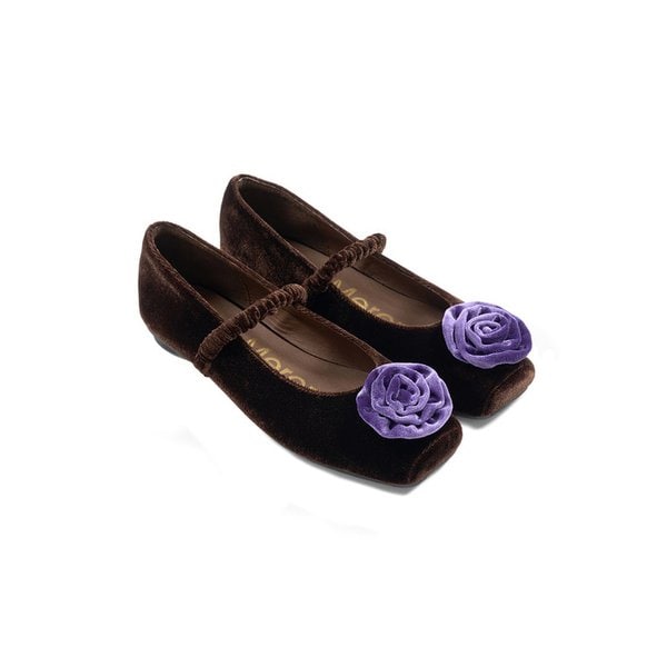 [단독]MARYJANE FLAT ROSE VELVET_CACAO PURPLE