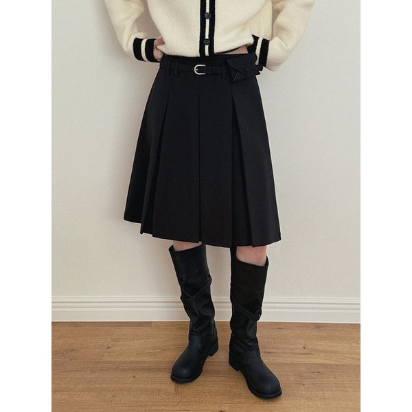 컴투 플리츠 미니 스커트(벨트 set)