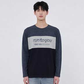 3단 절개 프린팅 라운드넥 티셔츠 NTF740