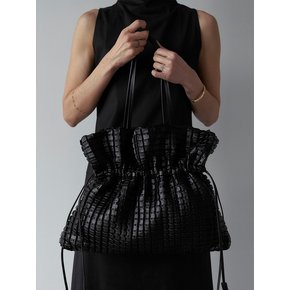 Square Embossed Bag Big Tote Black