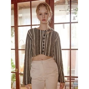 Shoulder Slit Stripe Knit