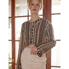 Shoulder Slit Stripe Knit