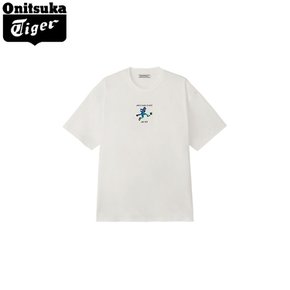 오니츠카타이거 타이거 그래픽 자수 반팔 티셔츠 화이트 2181B290.100