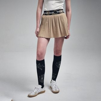 Mardi Mercredi Actif [마르디메크르디악티프]ACCORDIAN MINI SKIRT JACQUARD BAND ALL FLOWERS_BEIGE IVORY