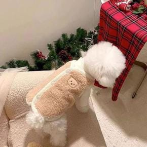 강아지겨울옷 뽀글이 곰돌이패치 고양이 베스트 조끼 (S11900904)