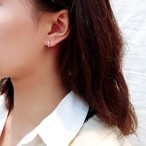 14k 웨이브 큐빅 원터치 귀걸이 OPSYE9072-1