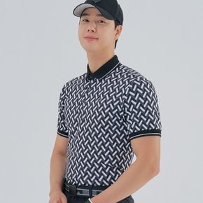 남성 3도 패턴 프린트 카라 반팔 티셔츠 RMTPM2118-199