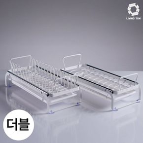 리빙톤 슬라이딩 레일 선반 더블세트(접시형 2세트+그릇형 2세트)..