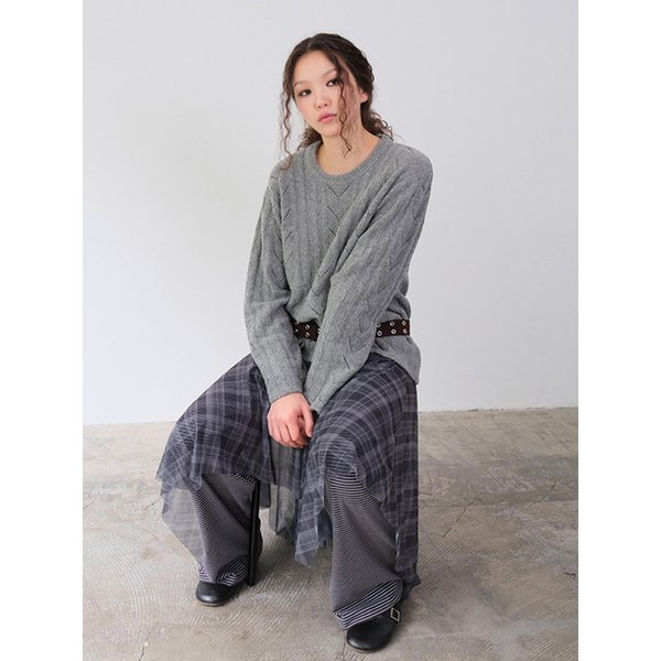 Veil Plaid Check Skirt
