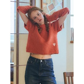 Wool Cable Crop Warmer Knit Top Set [Orange]