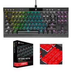 K70 RGB TKL 텐키리스 챔피온 기계식 키보드 저소음 적축 + 이중사출 한글 각인 키캡 (레드)