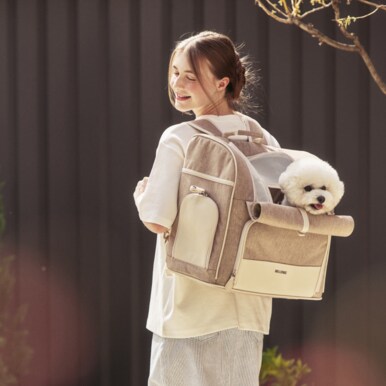 백허그 백팩 강아지 확장형 캐리어 고양이 이동장 가방 샌드