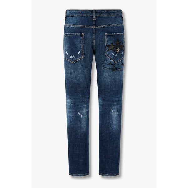 백 스타 패치 스키니 데님 팬츠 8615302010000