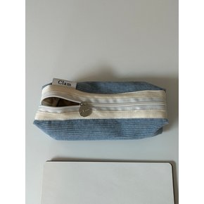 round pencilcase _ Corduroy warm blue