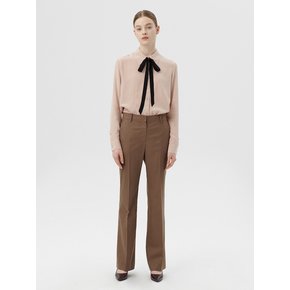 SIGNATURE WOOL FLARED PANTS - CHOCOLATE