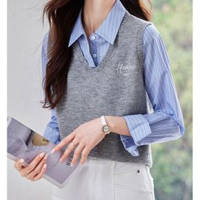 브이넥 조끼베스트 셔츠블라우스 8D8CA4_P385552351