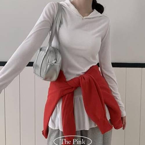 메링 슬림 레이어드 플레어 후드티