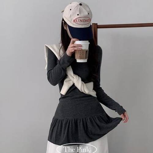 메링 슬림 레이어드 플레어 후드티
