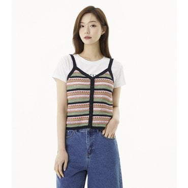 플라스틱아일랜드 멀티컬러 크로셰 베스트 (PR2KV565)