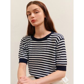 SUMMER STRIPE ROUND KNIT BLACK