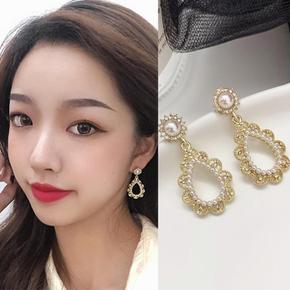 [더블디] 실버925 진주 오벌 큐빅 데일리 귀걸이 이어링 (S10367670)