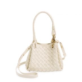 우먼 Bottega Veneta 스몰 Andiamo 인트레치아토 레더 크로스백 숄더백 Sea Salt 9276127