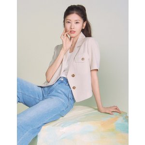 로엠 [정소민착용] 린넨라이크 셔츠형 반팔자켓(2colors)_RMJKE25R16