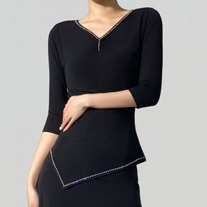 깔끔 블라우스 스포츠댄스복 라인 밸리 모던 사교 차밍 줌바 상의