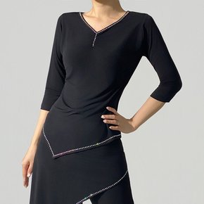 깔끔 블라우스 스포츠댄스복 라인 밸리 모던 사교 차밍 줌바 상의