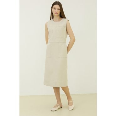LAFEL 라펠소로브 컬러 콤비 슬리브리스 드레스LNSO1461