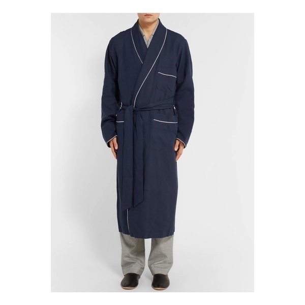 Piped Linen Robe 블루