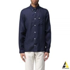 라코스테 24 Logo Patch Regulator Fit Linen Long-Sleeved Shirt (CH5692-166) (로고