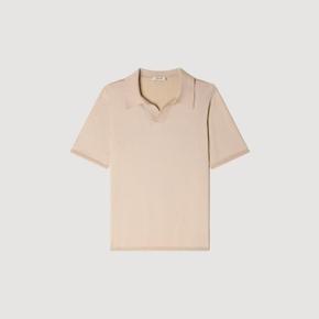 브이넥 반팔 폴로 셔츠 Beige SHPTR00725